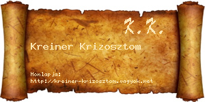 Kreiner Krizosztom névjegykártya